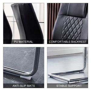 English Elm Modern Faux Leather Dining Side Chairs Set of 4 with Chrome Legs for Kitchen Table Black W115168231