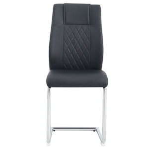 English Elm Modern Pu Leather Upholstered Dining Chairs Set of 8 with Chrome Metal Legs for Kitchen Black W1151S00423