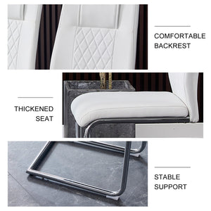 English Elm Modern Padded Dining Chair with Faux Leather Upholstery and Metal Legs — Comfortable, Easy Assembly, Floor-Protecting Feet, Set of 4 White W115168230