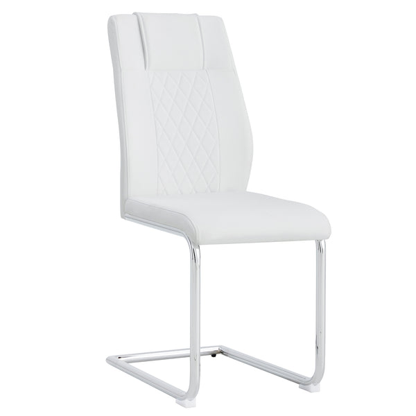 English Elm Modern Padded Dining Chair with Faux Leather Upholstery and Metal Legs — Comfortable, Easy Assembly, Floor-Protecting Feet, Set of 4 White W115168230