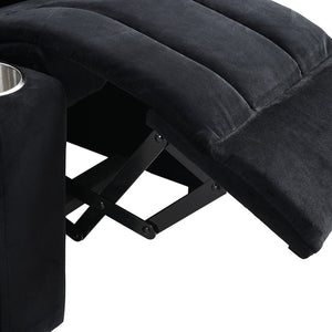 English Elm Kids Velvet Recliner with Headrest Footrest and Cup Holders for Playroom Lounging W31171306