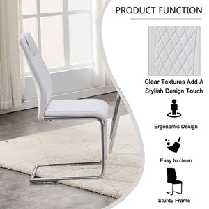 English Elm Modern Padded Dining Chair with Faux Leather Upholstery and Metal Legs — Comfortable, Easy Assembly, Floor-Protecting Feet, Set of 4 White W115168230