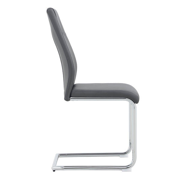 English Elm Modern Padded Dining Chair with Faux Leather Upholstery and Metal Legs — Comfortable, Easy Assembly, Floor-Protecting Feet, Set of 4 Grey W115168232