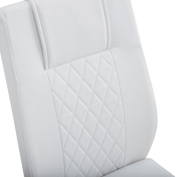 English Elm Modern Padded Dining Chair with Faux Leather Upholstery and Metal Legs — Comfortable, Easy Assembly, Floor-Protecting Feet, Set of 4 White W115168230