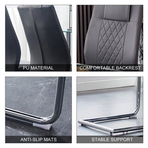 English Elm Modern Padded Dining Chair with Faux Leather Upholstery and Metal Legs — Comfortable, Easy Assembly, Floor-Protecting Feet, Set of 4 Grey W115168232