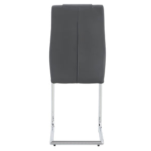 English Elm Modern Pu Leather Upholstered Dining Chairs Set of 8 with Chrome Metal Legs for Kitchen Grey W1151S00425