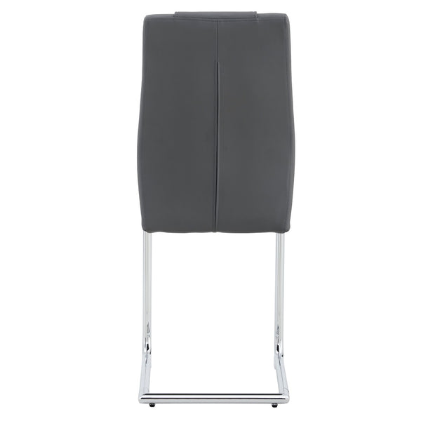 English Elm Modern Pu Leather Upholstered Dining Chairs Set of 8 with Chrome Metal Legs for Kitchen Grey W1151S00425