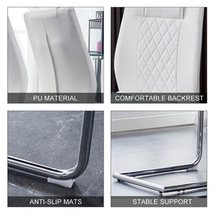 English Elm Modern Padded Dining Chair with Faux Leather Upholstery and Metal Legs — Comfortable, Easy Assembly, Floor-Protecting Feet, Set of 4 White W115168230