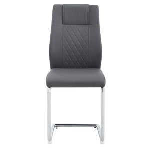 English Elm Modern Pu Leather Upholstered Dining Chairs Set of 8 with Chrome Metal Legs for Kitchen Grey W1151S00425