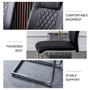 English Elm Modern Faux Leather Dining Side Chairs Set of 4 with Chrome Legs for Kitchen Table Black W115168231