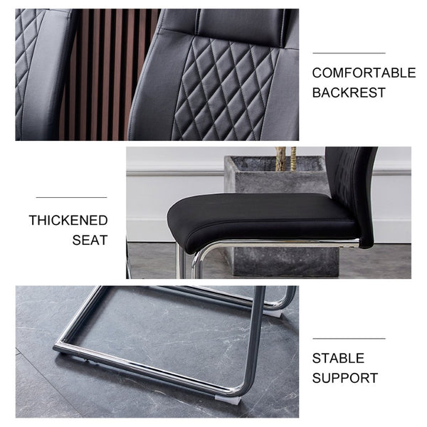 English Elm Modern Faux Leather Dining Side Chairs Set of 4 with Chrome Legs for Kitchen Table Black W115168231