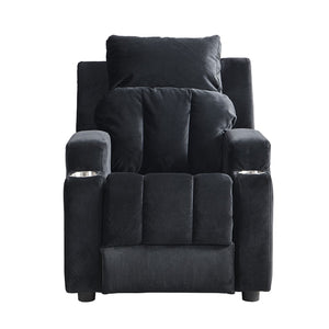 English Elm Kids Velvet Recliner with Headrest Footrest and Cup Holders for Playroom Lounging W31171306