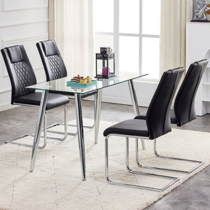 English Elm Modern Faux Leather Dining Side Chairs Set of 4 with Chrome Legs for Kitchen Table Black W115168231