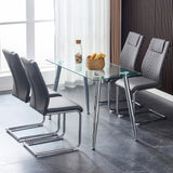 English Elm Modern Dining Chairs With Faux Leather Padded Seat Dining Living Room Chairs Upholstered Chair With Metal Legs Design For Kitchen, Living, Bedroom, Dining Room Side Chairs Set Of 8 (Grey+Pu)C-001