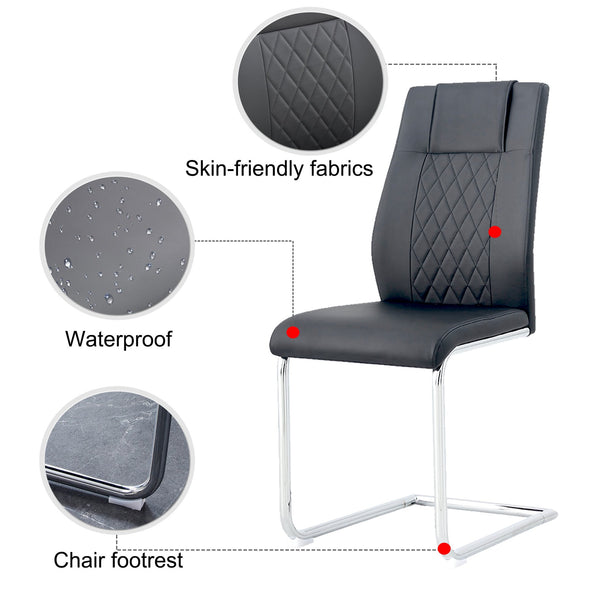 English Elm Modern Padded Dining Chair with Faux Leather Upholstery and Metal Legs — Comfortable, Easy Assembly, Floor-Protecting Feet, Set of 4 Grey W115168232