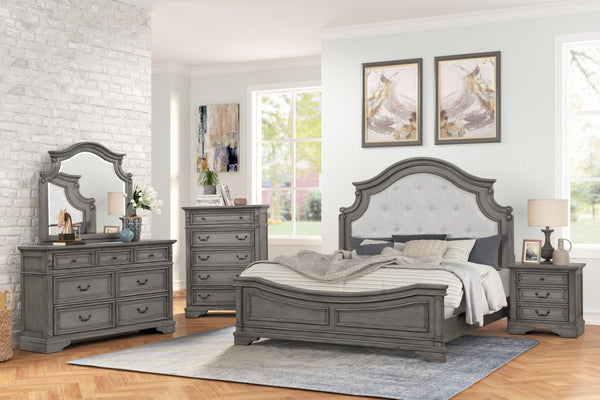 English Elm Traditional 5-Piece Queen Bedroom Set In Rustic Gray - Classic Design With Ample Storage Solutions B009S00998-GIGA
