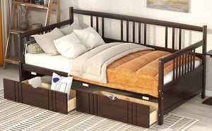 English Elm Twin Pine Wood Daybed with Storage Drawers for Guest or Kids Room Decor WF295029AAP