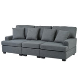 English Elm 3 Seat Sofa With Removable Back and Seat Cushions and 4 Comfortable Pillows