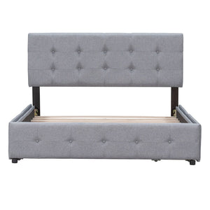 English Elm Upholstered Queen Storage Bed Tufted Linen Headboard Four Drawers No Box Spring LP100114AAN