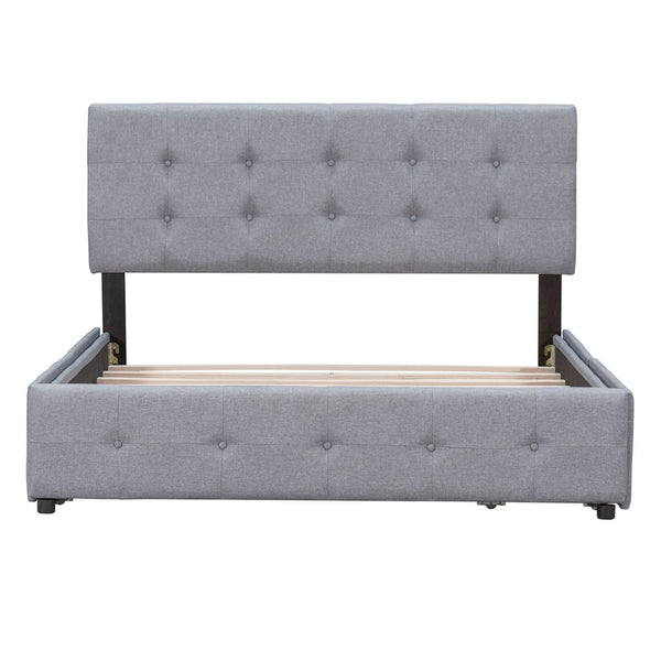 English Elm Upholstered Queen Storage Bed Tufted Linen Headboard Four Drawers No Box Spring LP100114AAN