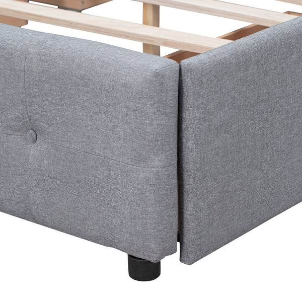 English Elm Upholstered Queen Storage Bed Tufted Linen Headboard Four Drawers No Box Spring LP100114AAN
