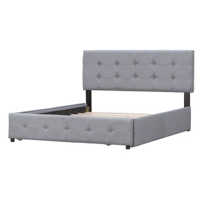 English Elm Upholstered Queen Storage Bed Tufted Linen Headboard Four Drawers No Box Spring LP100114AAN