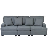 English Elm 3 Seat Sofa With Removable Back and Seat Cushions and 4 Comfortable Pillows