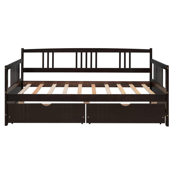 English Elm Twin Pine Wood Daybed with Storage Drawers for Guest or Kids Room Decor WF295029AAP