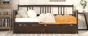 English Elm Twin Pine Wood Daybed with Storage Drawers for Guest or Kids Room Decor WF295029AAP