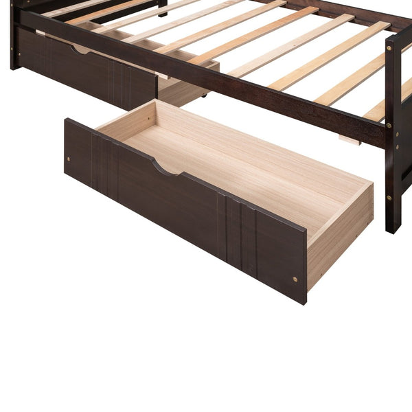 English Elm Twin Pine Wood Daybed with Storage Drawers for Guest or Kids Room Decor WF295029AAP