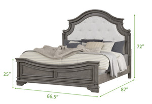 English Elm Traditional 5-Piece Queen Bedroom Set In Rustic Gray - Classic Design With Ample Storage Solutions B009S00998-GIGA