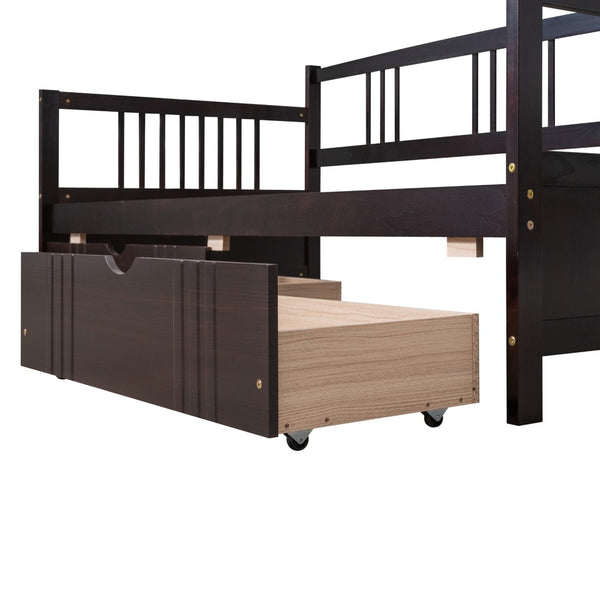 English Elm Twin Pine Wood Daybed with Storage Drawers for Guest or Kids Room Decor WF295029AAP