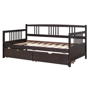 English Elm Twin Pine Wood Daybed with Storage Drawers for Guest or Kids Room Decor WF295029AAP