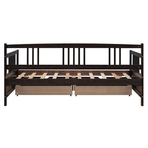 English Elm Twin Pine Wood Daybed with Storage Drawers for Guest or Kids Room Decor WF295029AAP