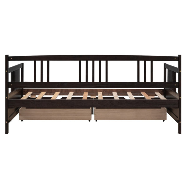 English Elm Twin Pine Wood Daybed with Storage Drawers for Guest or Kids Room Decor WF295029AAP
