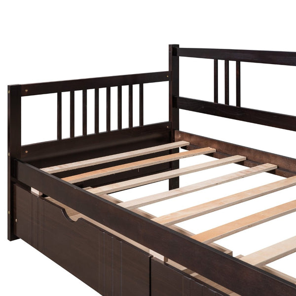 English Elm Twin Pine Wood Daybed with Storage Drawers for Guest or Kids Room Decor WF295029AAP