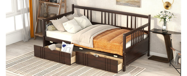 English Elm Twin Pine Wood Daybed with Storage Drawers for Guest or Kids Room Decor WF295029AAP
