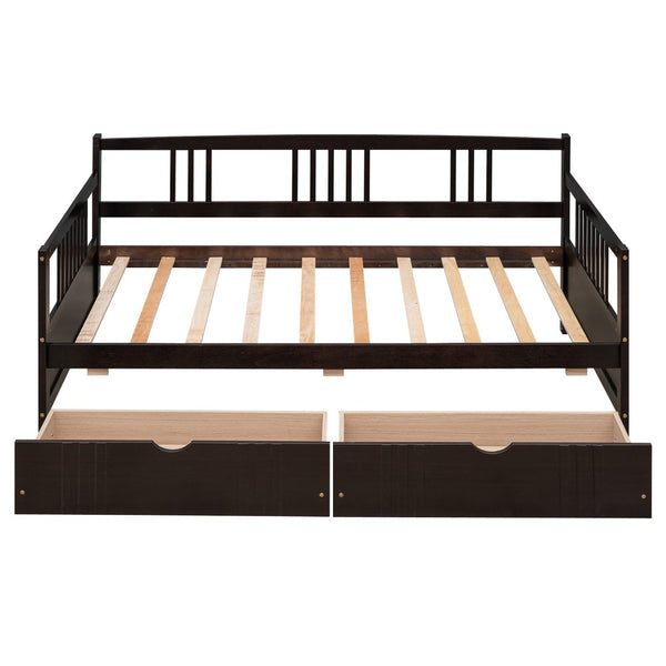 English Elm Twin Pine Wood Daybed with Storage Drawers for Guest or Kids Room Decor WF295029AAP
