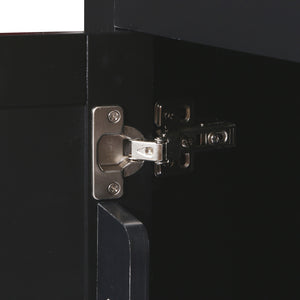 English Elm Kitchen Cart with Drop-Leaf Rubberwood Countertop, Rolling Island with Cabinet, Drawers & Racks for Dining Room - Stylish Durable Storage Solution Black WF298028AAB