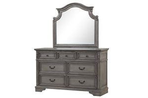 English Elm Traditional Grace 7-Drawer Dresser Rustic Gray Finish with Drop-Down Pulls, Solid Wood, Full-Extension Storage B00978934