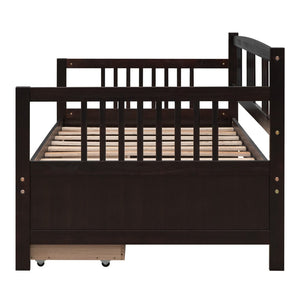 English Elm Twin Pine Wood Daybed with Storage Drawers for Guest or Kids Room Decor WF295029AAP