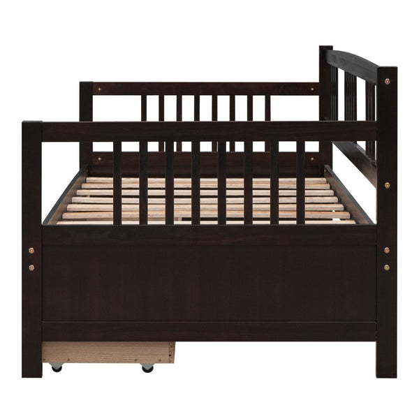 English Elm Twin Pine Wood Daybed with Storage Drawers for Guest or Kids Room Decor WF295029AAP