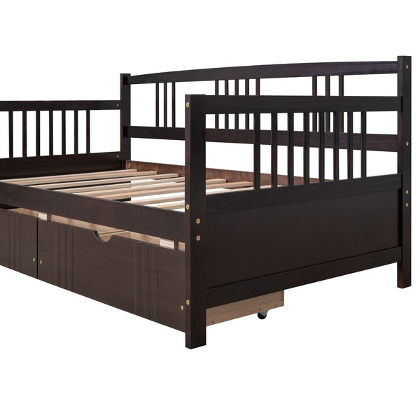 English Elm Twin Pine Wood Daybed with Storage Drawers for Guest or Kids Room Decor WF295029AAP