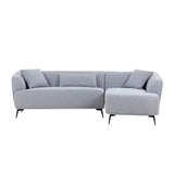 English Elm L-Shape Sectional Sofa Couch With Chaise,Metal Legs,Light Grey