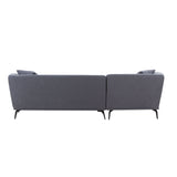 English Elm 102" L Shape Sectional Sofa Couch With Chaise Lounge For Living Room/ Office, Metal Legs,Dark Grey