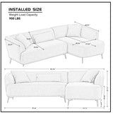 English Elm L-Shape Sectional Sofa Couch With Chaise,Metal Legs,Light Grey