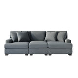 English Elm 3 Seat Sofa With Removable Back and Seat Cushions and 4 Comfortable Pillows