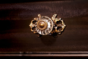 English Elm 1pc Nightstand Only Solid Wood 3-Drawer Traditional Nightstand with Antique Brass & Acrylic Accents Walnut 31.5 L x 20.5 W x 29 H B01179796