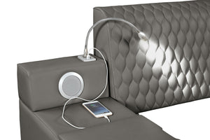 English Elm ZOYA Smart King Bed with Massager, Bluetooth Speakers, USB Charging, Storage & Reading Lights (Gray) B009S01667