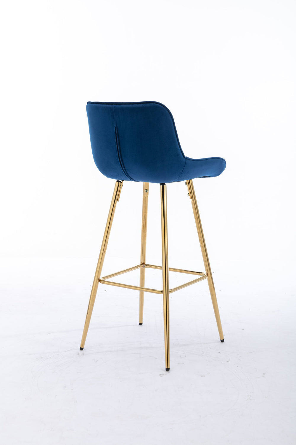 English Elm 26 Inch Set Of 2 Elegant Velvet Bar Stools With Gold Steel Frame, Plush Blue Design For Comfort W124973003
